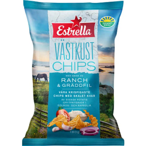 Estrella Västkustchips Ranch & Gräddfil - Ranch & Sour Cream Crisps 180 g-Swedishness