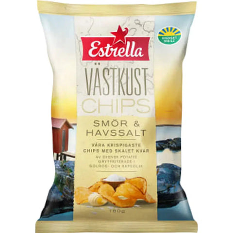 Estrella Västkustchips Smör & Havssalt - Butter & Sea Salt Crisps 180 g-Swedishness