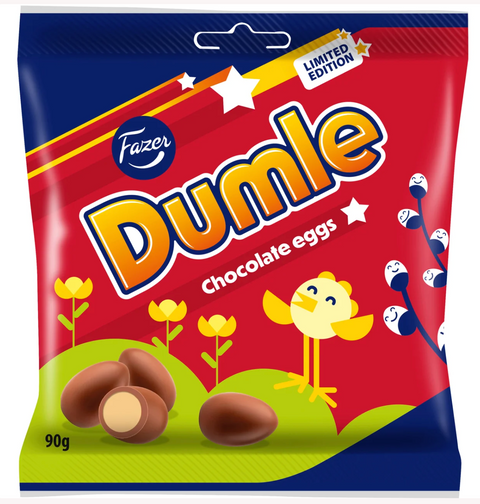 Fazer Påskägg Dumle Mjölkchoklad med dumlekola - Easter egg Dumle Milk chocolate with dumle chocolate - 90 g-Swedishness