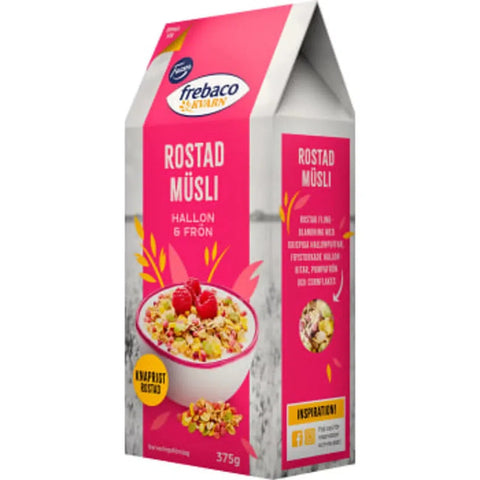 Frebaco Rostad Müsli Hallon & Frön - Roasted Muesli Raspberry & Seeds - 375g-Swedishness