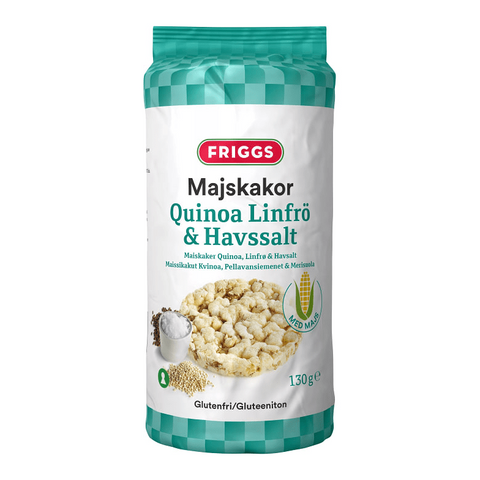 Friggs Majskakor Quinoa, Linfrö & Havssalt - Corncakes Quinoa, Linseeds & Seasalt Gluten-free 130g-Swedishness