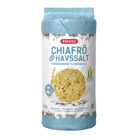 Friggs Majskakor med Chiafrö & Havssalt - Corn Cakes with Chiaseeds & Seasalt Gluten-free 130g-Swedishness