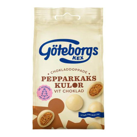 Göteborgs Kex Vita Choklad Pepparkakskulor - White Chocolate Gingerbread balls 120 gr-Swedishness