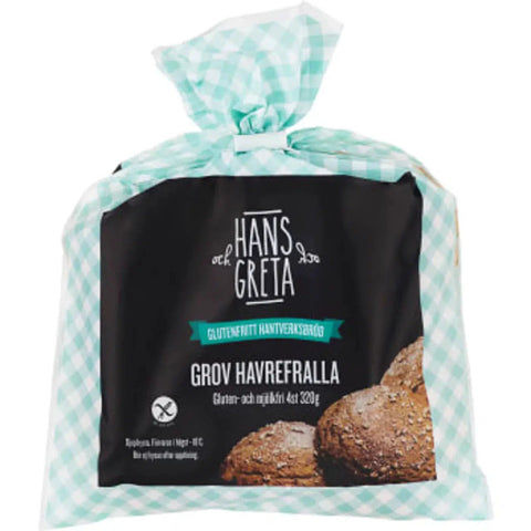 Hans & Greta Grov Havrefralla Glutenfri 4-p -Coarse Oat Roll Gluten-free Frozen 4-p - 320 g-Swedishness