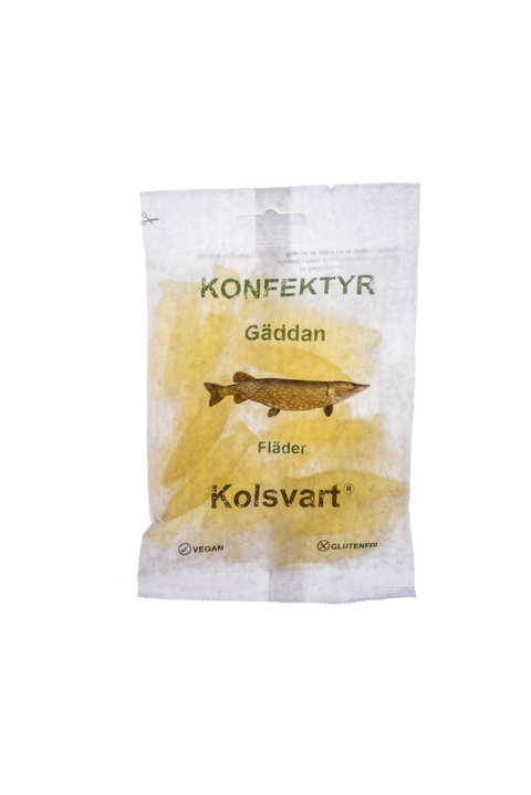Kolsvart Gäddan Fläder - Elderflower Candyfish 120 g-Swedishness