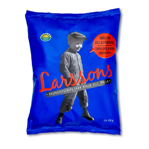 Larssons Chips Gräslök, Dill & Gräddfil - Crisp Chives, dill & sourcream 125 g-Swedishness