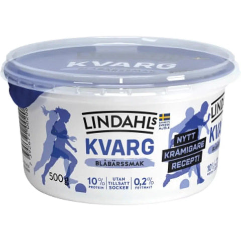 Lindahls Kvarg Blåbär 0,2% - Quark Blueberry 0.2%- 500 g-Swedishness