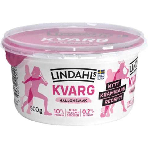 Lindahls Kvarg Hallon 0,2% - Curd Raspberry 0.2%- 500 g-Swedishness