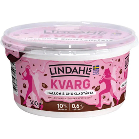 Lindahls Kvarg Hallon & Chokladtårta 0,6% - Curd Raspberry & Chocolate Cake 0.6% - 500 g-Swedishness
