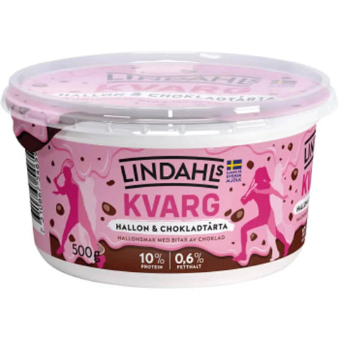 Lindahls Kvarg Hallon & Chokladtårta 0,6% - Quark Raspberry & Chocolate Cake 0.6% - 500 g-Swedishness