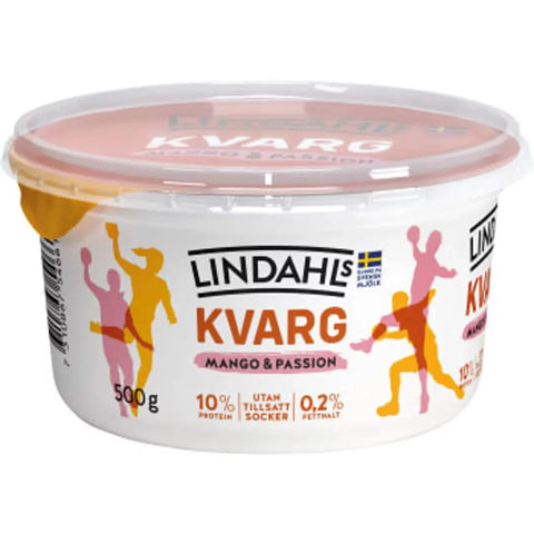 Lindahls Kvarg Mango med Passionsfrukt 0,2% - Quark Mango and Passion fruit 0.2%- 500 g-Swedishness