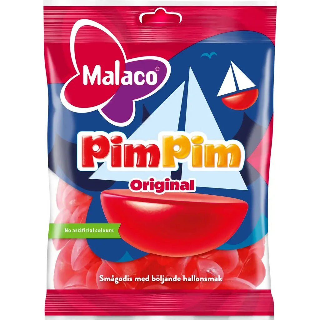 Malaco Pim Pim Hallonbåtar - Sweet Raspberry Boats 95g-Swedishness