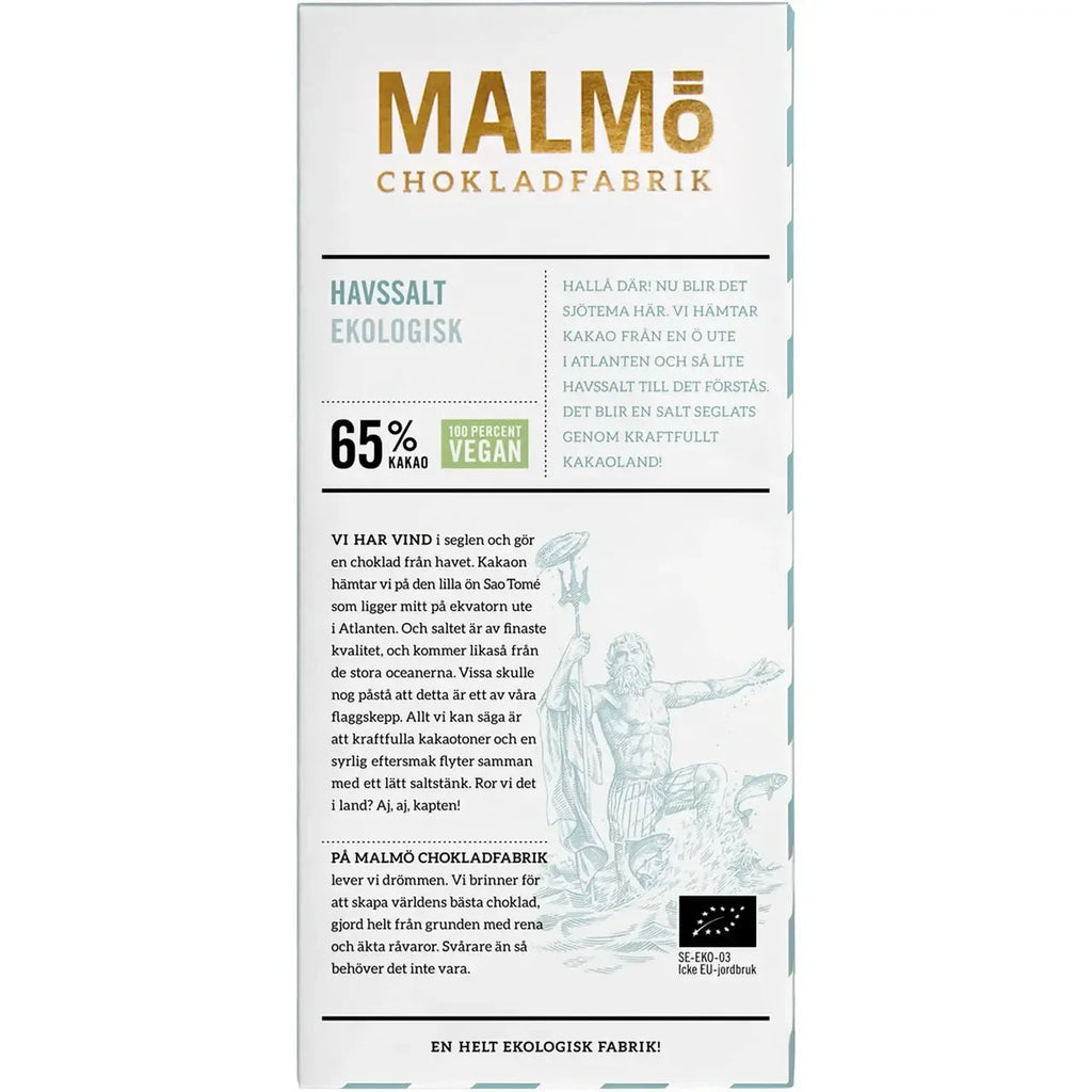 Malmö Chokladfabrik Mörk Choklad Havssalt 65% - Dark Chocolate Sea Salt - 80g-Swedishness
