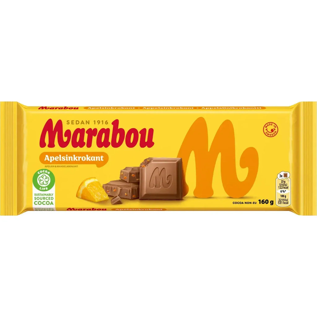 Marabou Apelsin krokant - Milk Chocolate with Orange Crisp 160 g-Swedishness