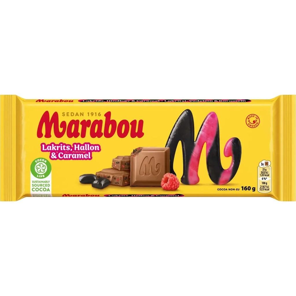 Marabou Chokladkaka Lakrits/Hallon/Caramel - Chocolate Bar Licorice/Raspberry/Caramel 160 g-Swedishness