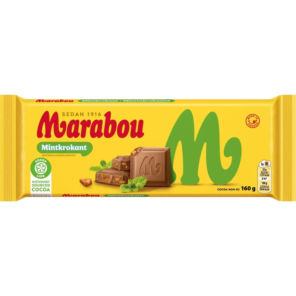Marabou Mintkrokant - Milk Chocolate with Mint 160 g-Swedishness