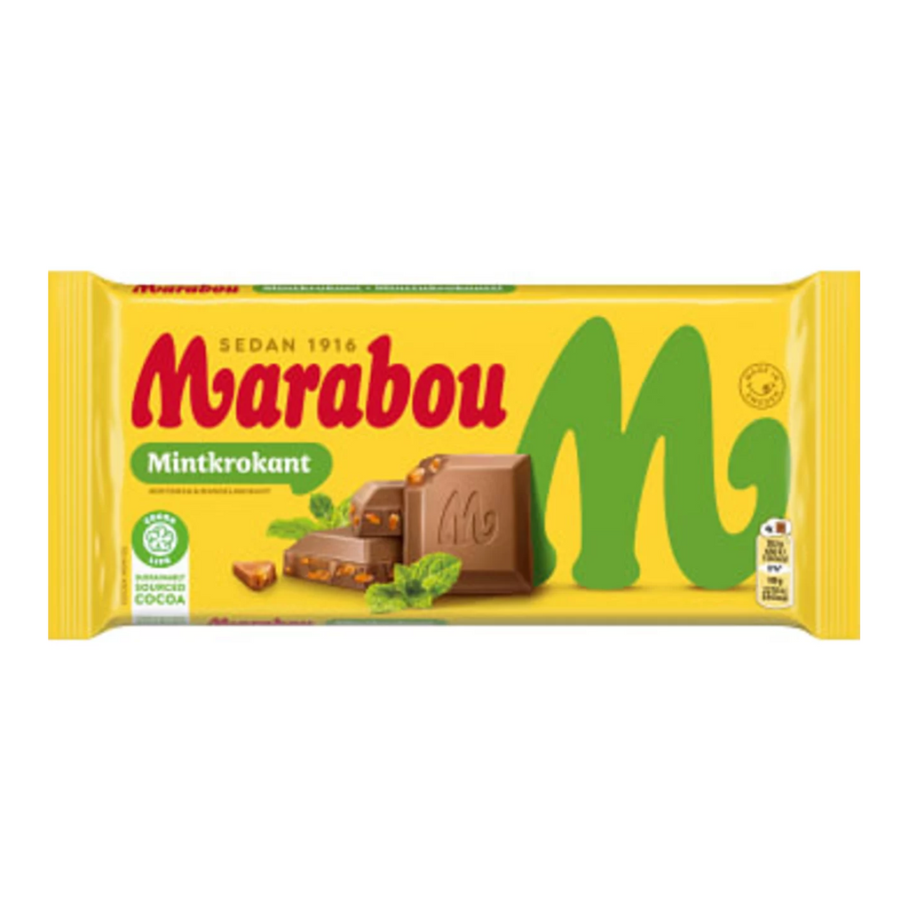 Marabou Mintkrokant - Milk Chocolate with Mint 200 g-Swedishness