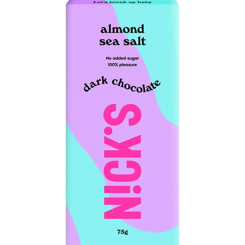 Nick's Chokladkaka Mörk Almond Sea Salt - Dark Chocolate Bar 75g-Swedishness