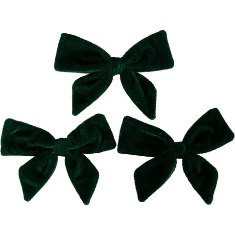 Nordic Season Rosett sammet grön - Green Bow velvet 15 cm 3p green-Swedishness
