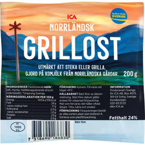 Norrländsk Grillost 24% - Norrland grilled cheese 24% - 200g-Swedishness