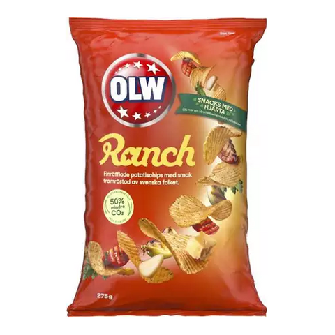 OLW Ranch Potatischips - Potato Crisps Ranch 275 g-Swedishness