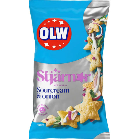 OLW Stjärnor - Stars sour cream and onion crisps - 100 g-Swedishness