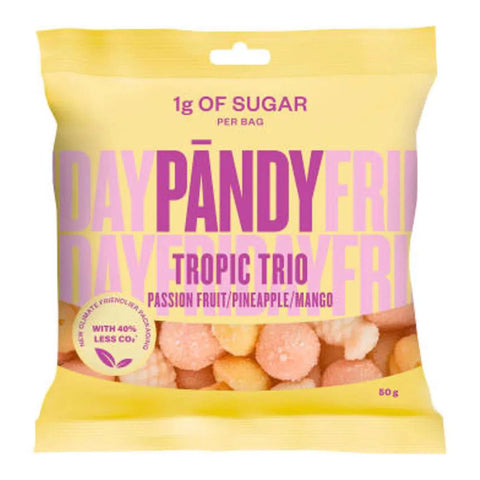 Pändy Godispåse Tropic Trio Ananas, Passionsfrukt och mango - Candy Tropic Trio Pineapple, Passion fruit and mango - 50g-Swedishness