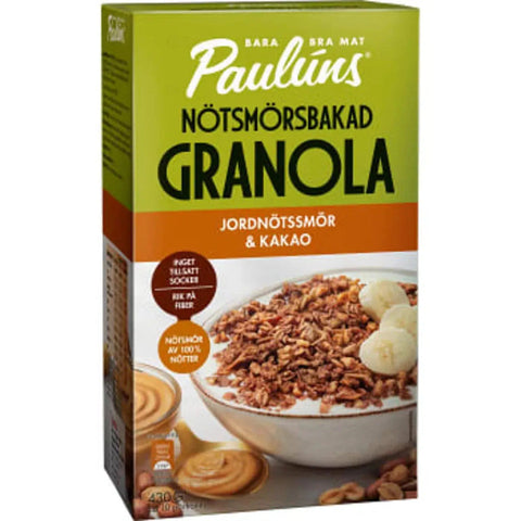 Paulúns Granola Jordnötssmör/Kakao - Granola Peanut butter/Cocoa - 430g-Swedishness