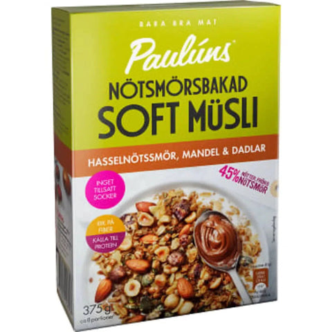 Paulúns Soft Müsli Hasselnöt/Mandel - Soft Muesli Hazelnut/Almond- 375 g-Swedishness