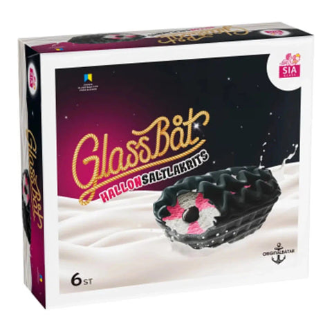 SIA GLASS Glassbåt HallonSaltlakrits 6-p - Ice cream boat Raspberry Salt licorice chalk 6-p - 510 g-Swedishness