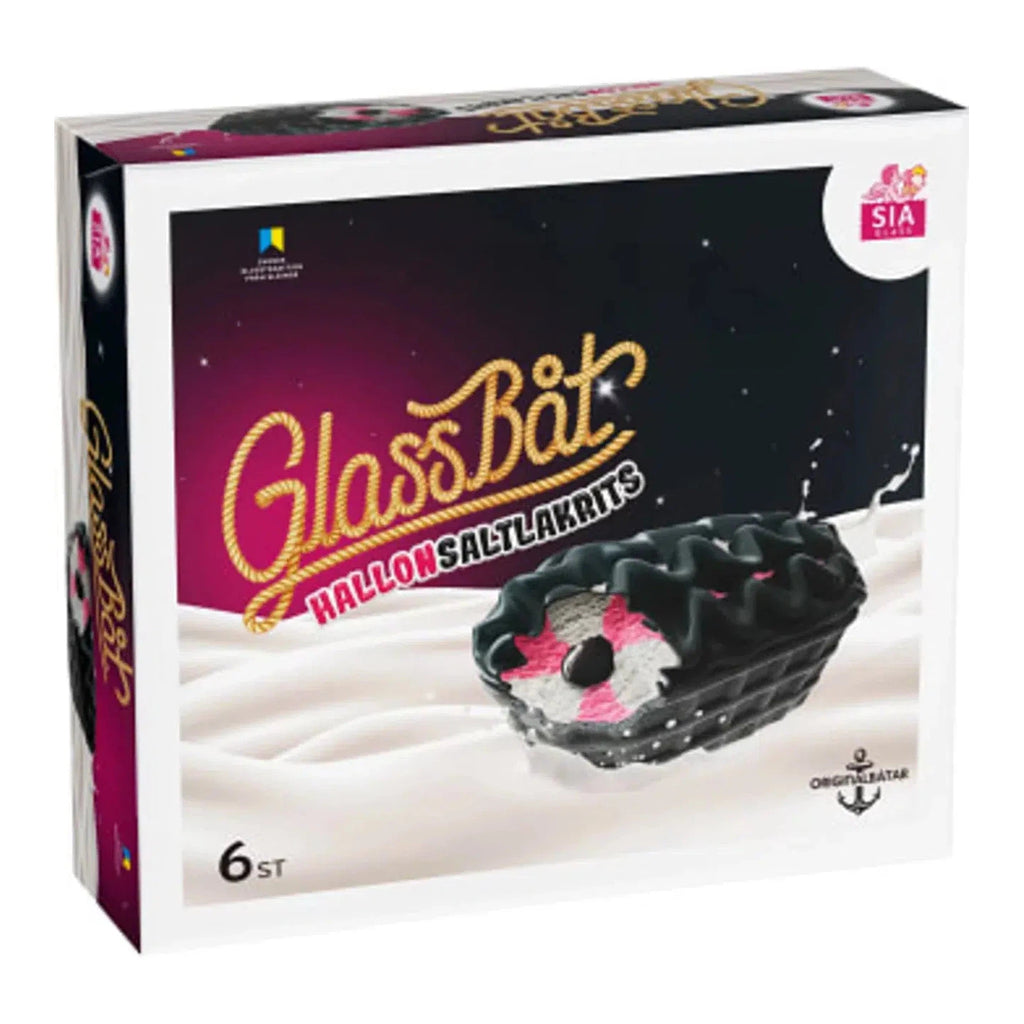 SIA GLASS Glassbåt HallonSaltlakrits 6-p - Ice cream boat Raspberry Salt licorice chalk 6-p - 510 g-Swedishness