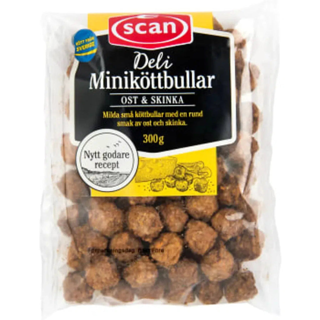 Scan Mini Köttbullar Ost & Skinka Stekta- Meatballs Mini Cheese & Ham Fried 300g-Swedishness