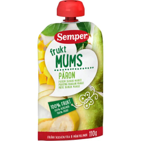 Semper Fruktmums Päron 6m - Fruit treats Pear 6m - 110 g-Swedishness