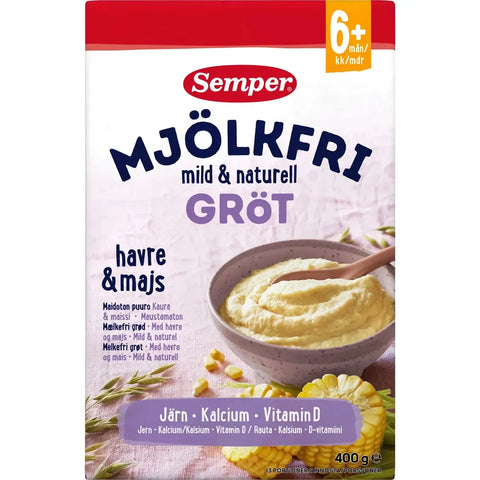Semper Havregröt Naturell Mjölkfri Från 6m - Oatmeal Natural Dairy Free from 6m - 400g-Swedishness