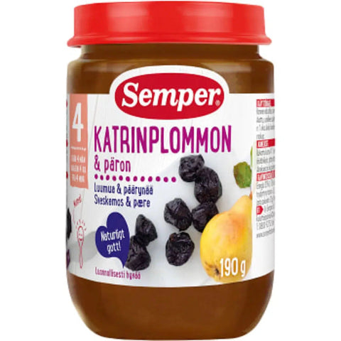 Semper Katrinplommon med päron Från 4m - Prunes with pears From 4m - 190g-Swedishness