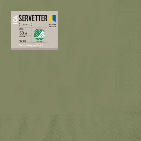 Servett Gron - Napkin Green 40cm, 50-p-Swedishness