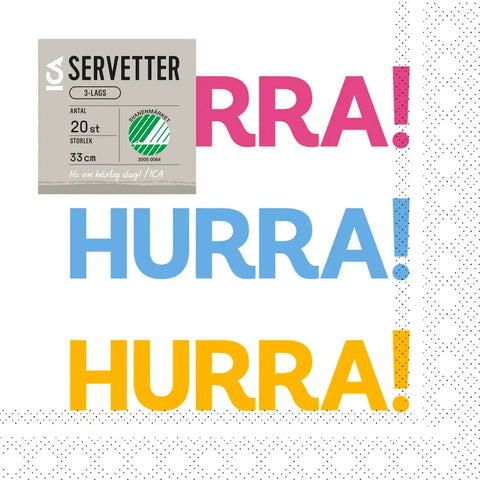 Servett Hurra - Napkin Hurrah 33 cm, 20-p-Swedishness