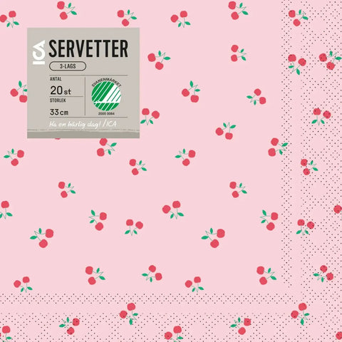 Servett Körsbär - Napkin Cherry 33cm, 20p-Swedishness