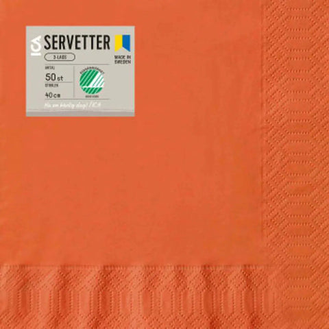 Servetter Orange - Orange Napkins 40 cm, 50p-Swedishness