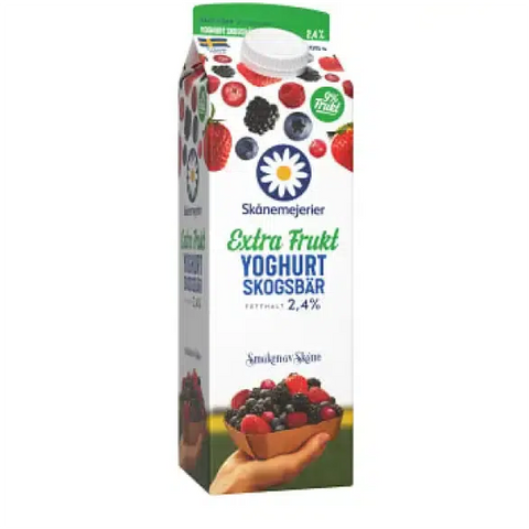 Skånemejerier Fruktyoghurt Skogsbär 2,4% - Fruit yogurt Wild berries - 1l-Swedishness