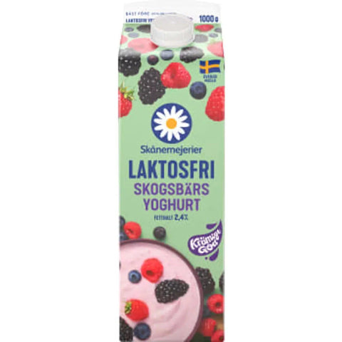 Skånemejerier Yoghurt Skogsbär Laktosfri 2,4% - Forest berries Lactose-free- 1l-Swedishness