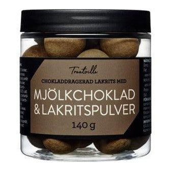 Treatville Mjölkchoklad och Lakritspulver - Milkchocolate with Liquorice powder 140 g-Swedishness