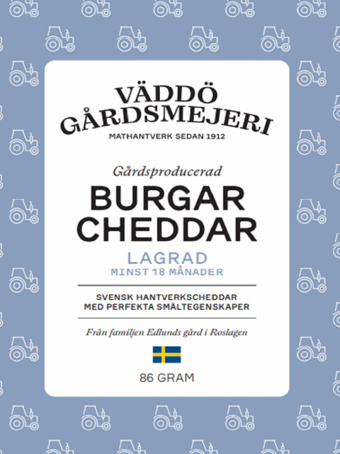 VÄDDÖ GÅRDSMEJERI BURGARCHEDDAR LAGRAD - Mature Cheddar cheese 86 g-Swedishness