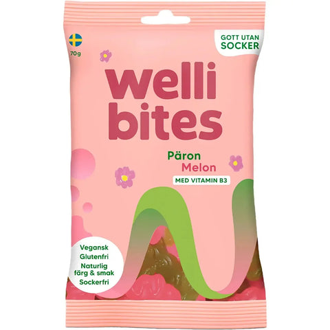 Vegangodis Päron & Melon sockerfri - Vegan candy sugar-free - 70g-Swedishness