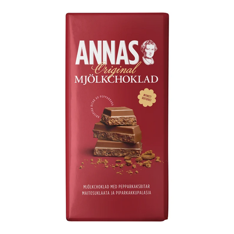 Annas Mjölkchokad med papparkakasbitar - Chocolate with Gingersnaps 180 g-Swedishness