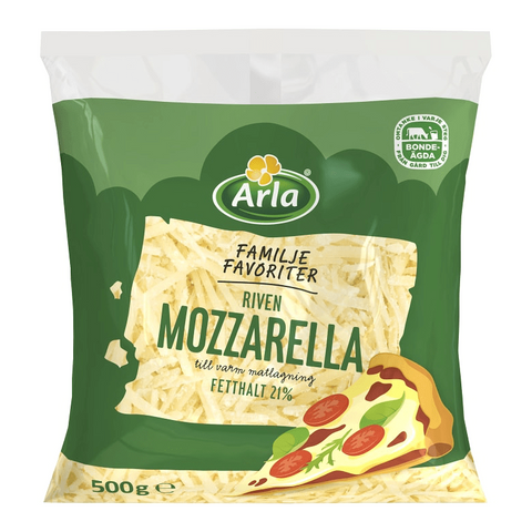 Arla Mozzarella 21% Riven - Grated Mozzarella 500g-Swedishness