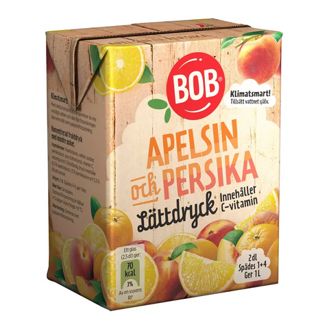 BOB Lättdryck Apelsin & persika Koncentrat - Syrup Orange & peach 2dl-Swedishness