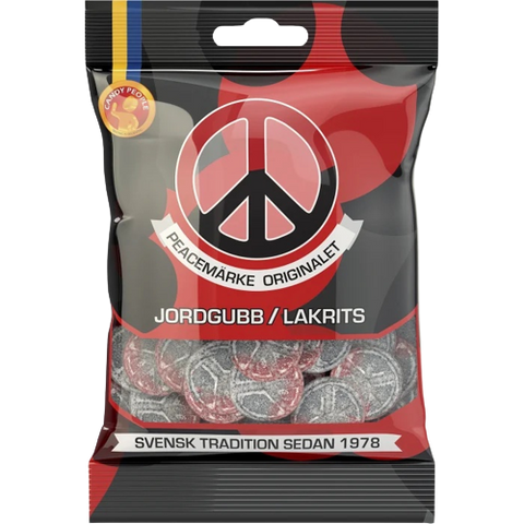 Candypeople Peacemärke Jordgubb/Lakrits - Strawberry & Salty Liquorice 80 g-Swedishness