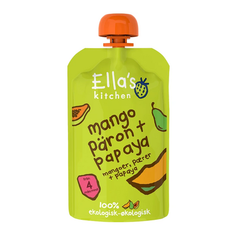 Ella's Kitchen mango, päron, papaya- Mango, Pear & Papaya Puré for Children from 4 months 120g-Swedishness