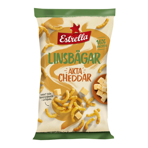 Estrella Linsbågar Äkta Cheddar - Lentil Cheddar snacks 125g-Swedishness
